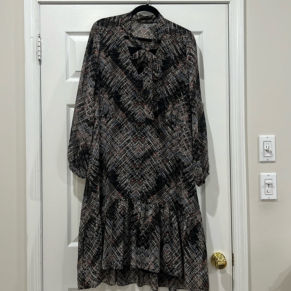 Karen Millen Chifon tie neck mid length dress